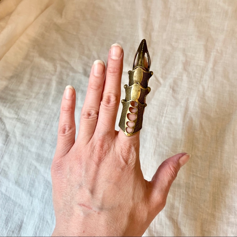Gold Brass Full Finger Claw Ring
